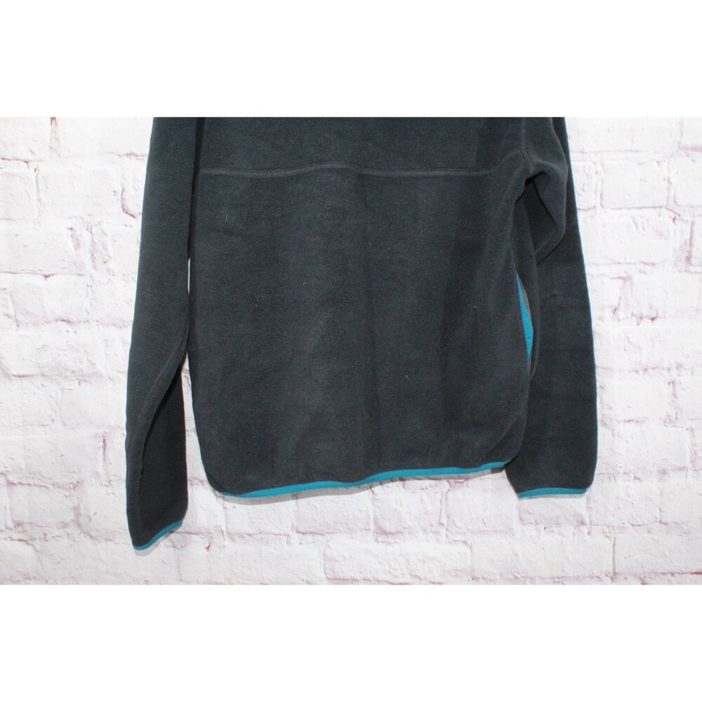 LL Bean Bean's Classic Fleece Pullover Sweater Black Blue Size Womens L Mens M - Picture 5 of 10